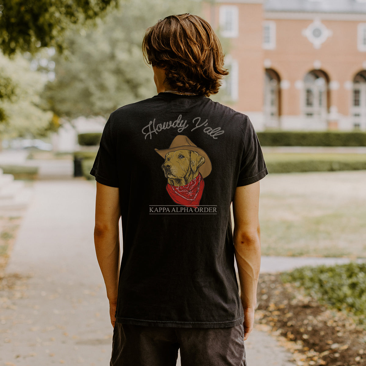 New! Kappa Alpha Cowboy Retriever Black Short Sleeve Pocket Tee