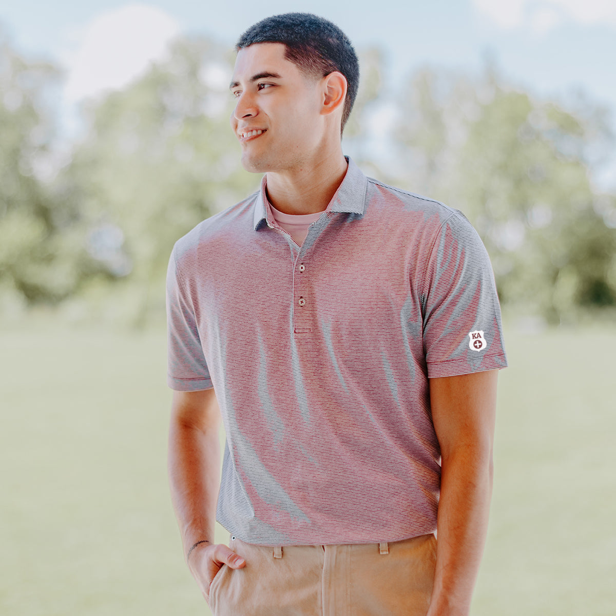 New! Kappa Alpha Johnnie-O Striped Polo With Sleeve Decoration