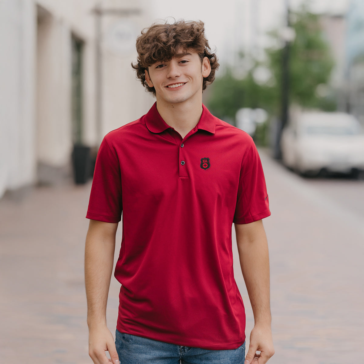 New! Kappa Alpha Red Nike Polo With Badge