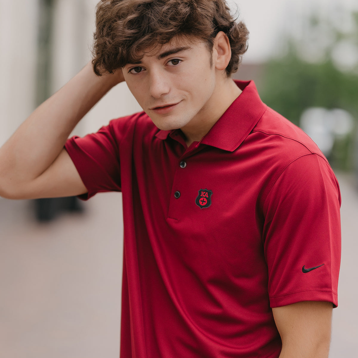 New! Kappa Alpha Red Nike Polo With Badge