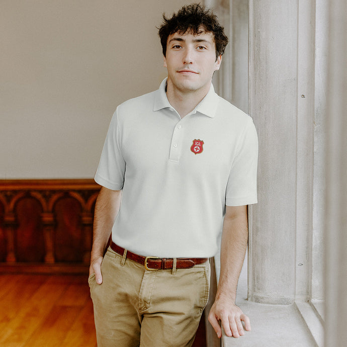 Kappa Alpha Order White Callaway Badge Polo