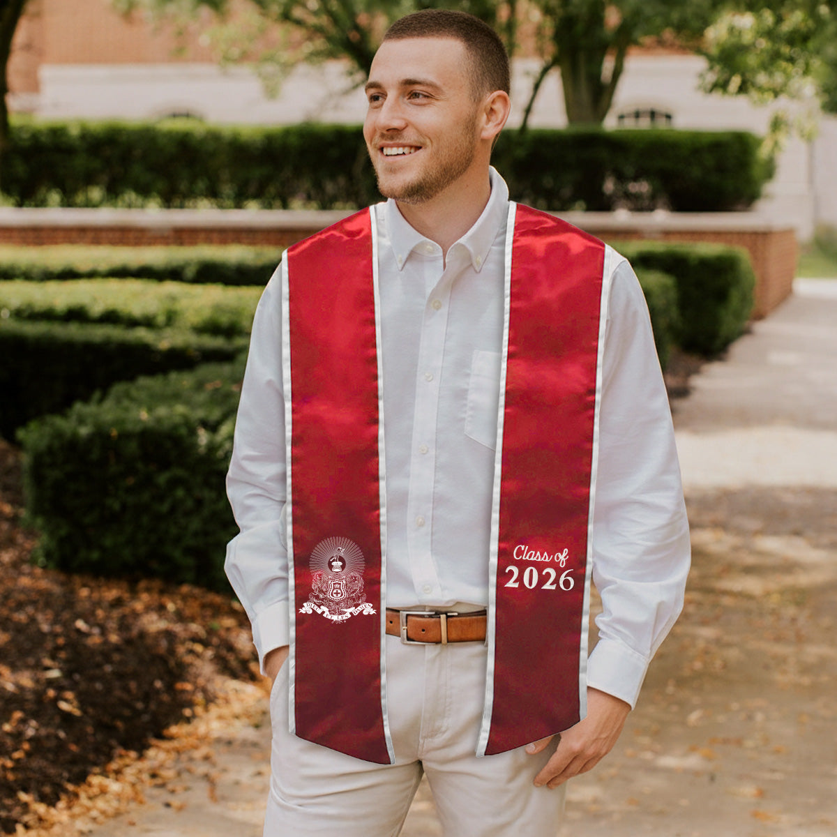 New! Kappa Alpha Personalized Trimmed Graduation Stole with Embroidered Crest
