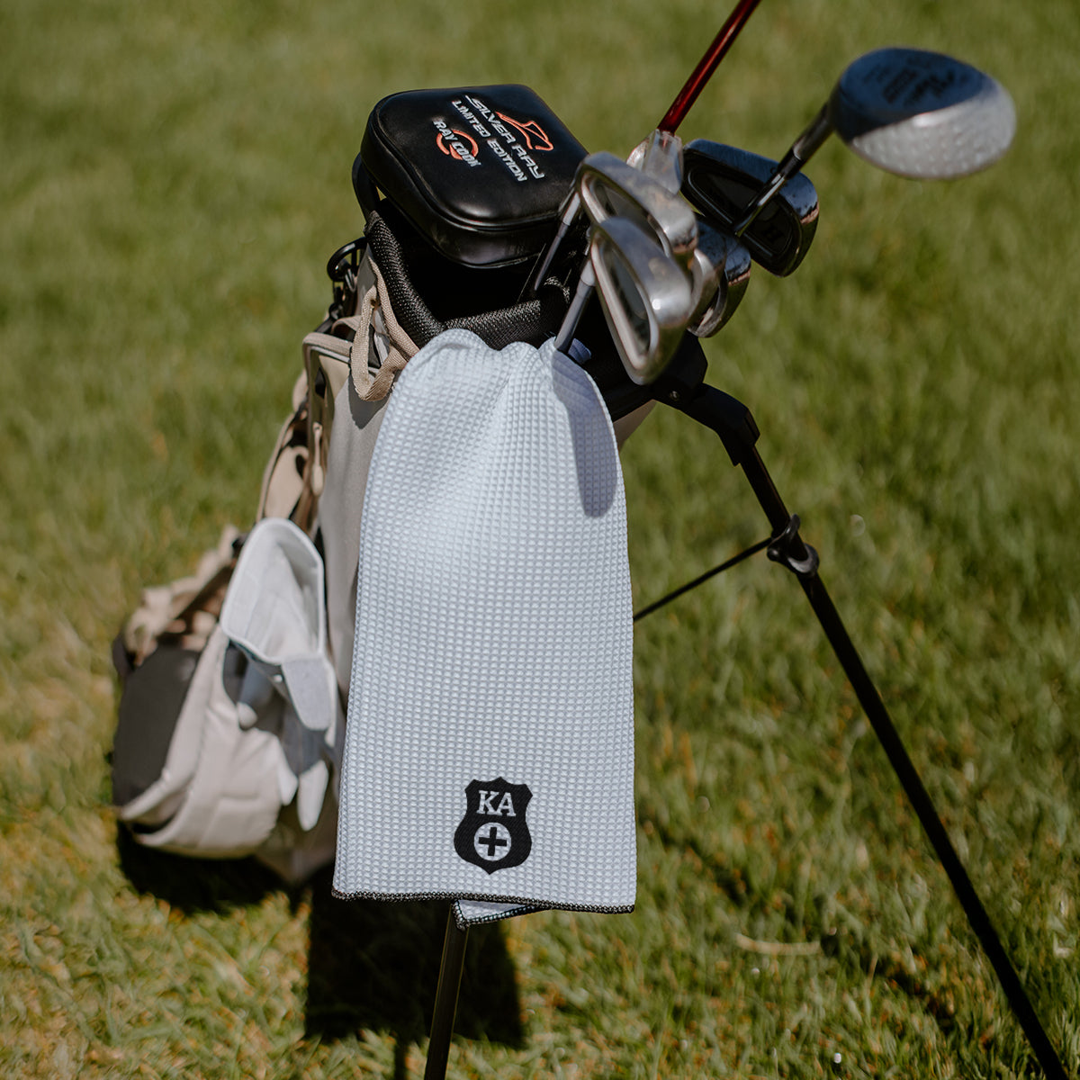 New! Kappa Alpha Embroidered White Waffle Golf Towel