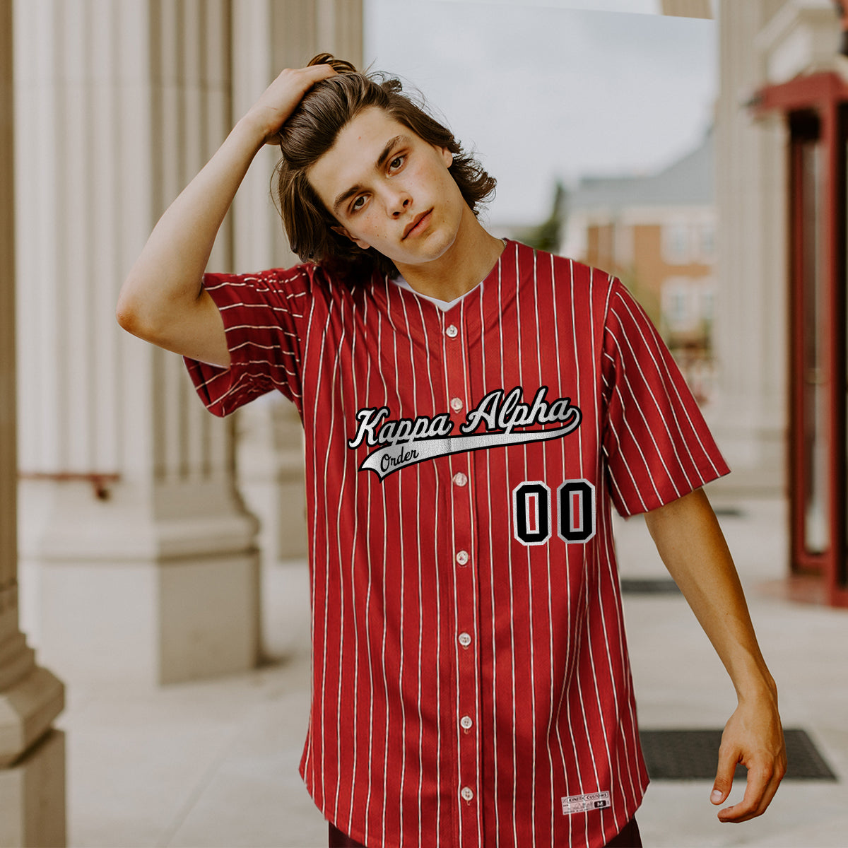 Kappa Alpha Order sublimated fraternity baseball jersey.