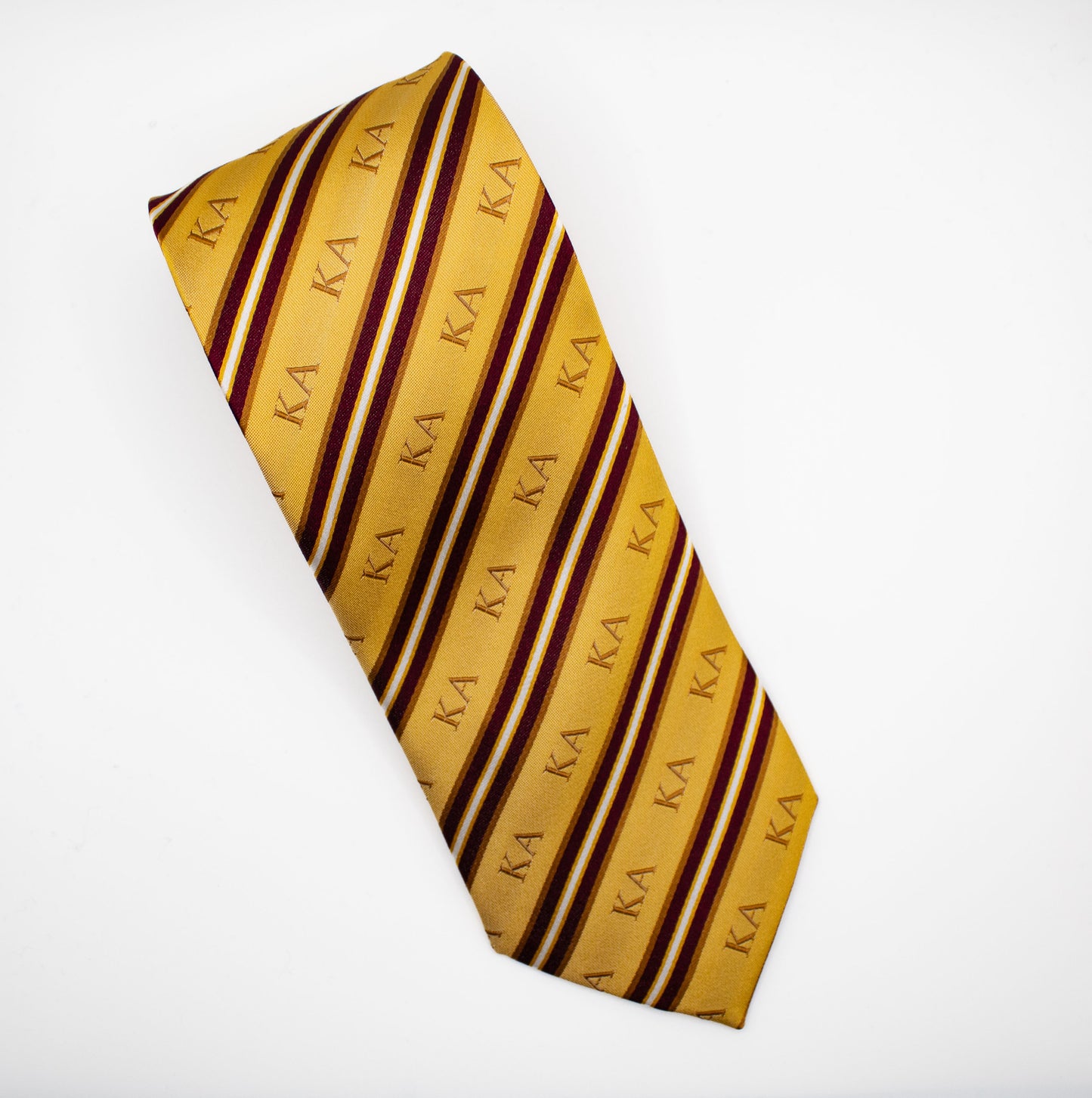 Kappa Alpha Gold and Maroon Striped Silk Tie