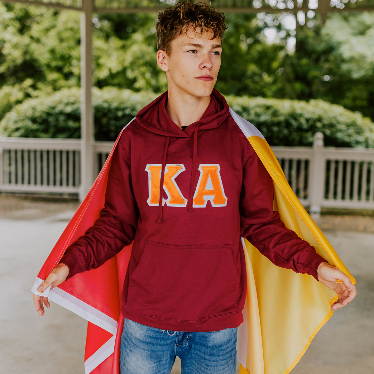 Kappa Alpha Maroon Hoodie with Sewn On Letters