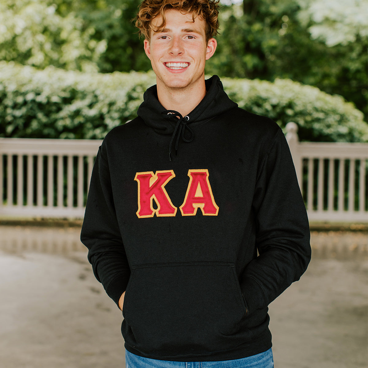 Kappa Alpha Black Hoodie with Sewn On Greek Letters