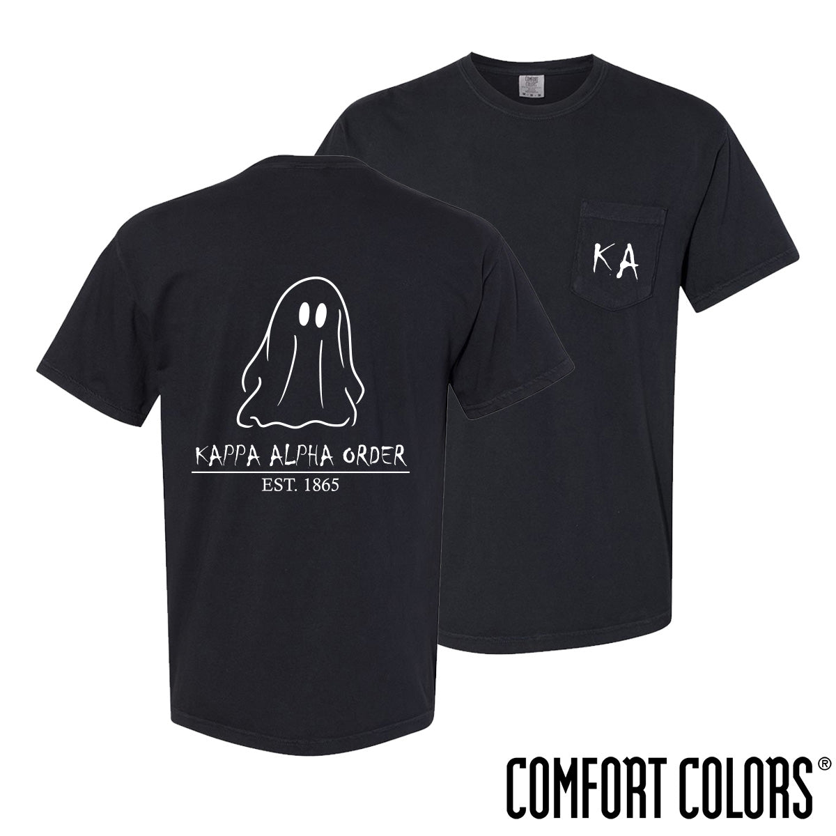 New! Kappa Alpha Comfort Colors Black Ghost Short Sleeve Tee
