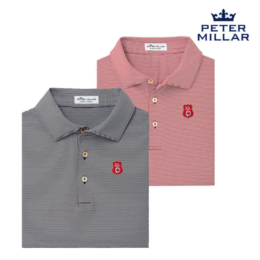 Kappa Alpha Peter Millar Jubilee Stripe Stretch Jersey Polo with Crest