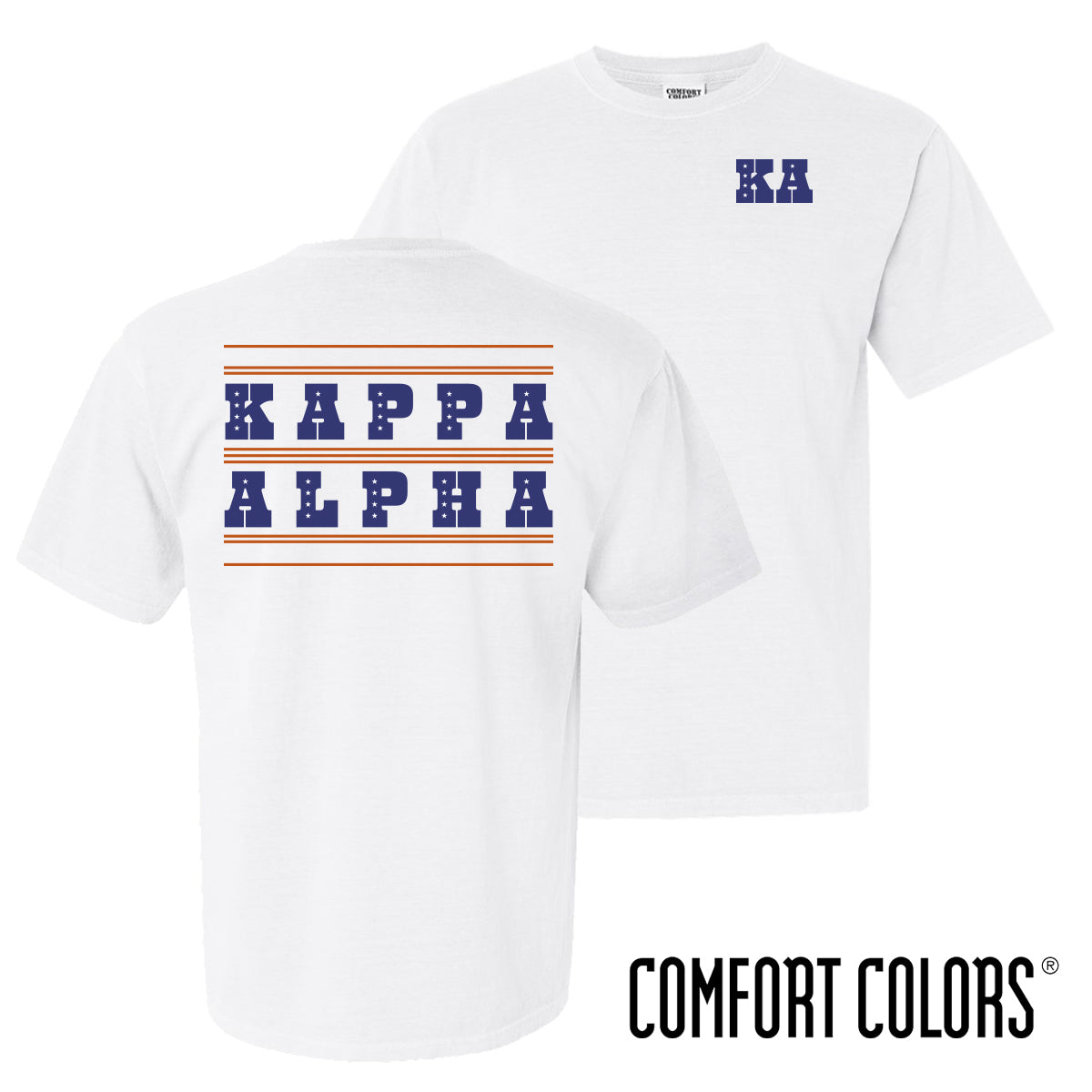 New! Kappa Alpha Comfort Colors Stars & Stripes White Short Sleeve Tee