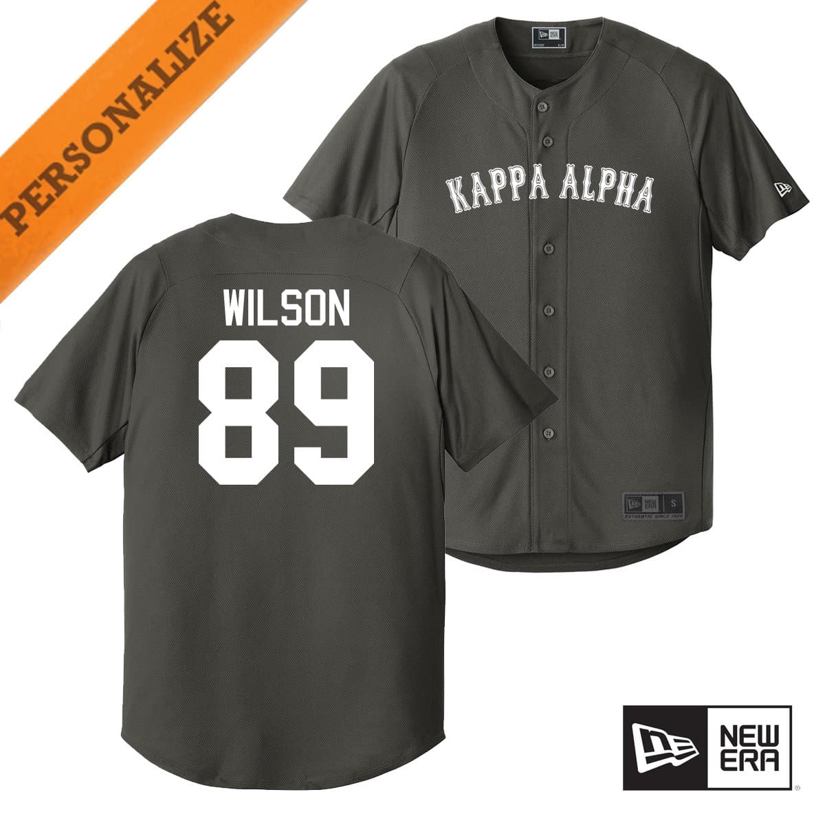 Kappa Alpha Personalized New Era Graphite Baseball Jersey | Kappa Alpha Order | Shirts > Jerseys