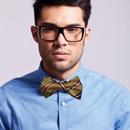 Sale! Kappa Alpha Gold and Cardinal Striped Silk Bow Tie | Kappa Alpha Order | Ties > Bow ties