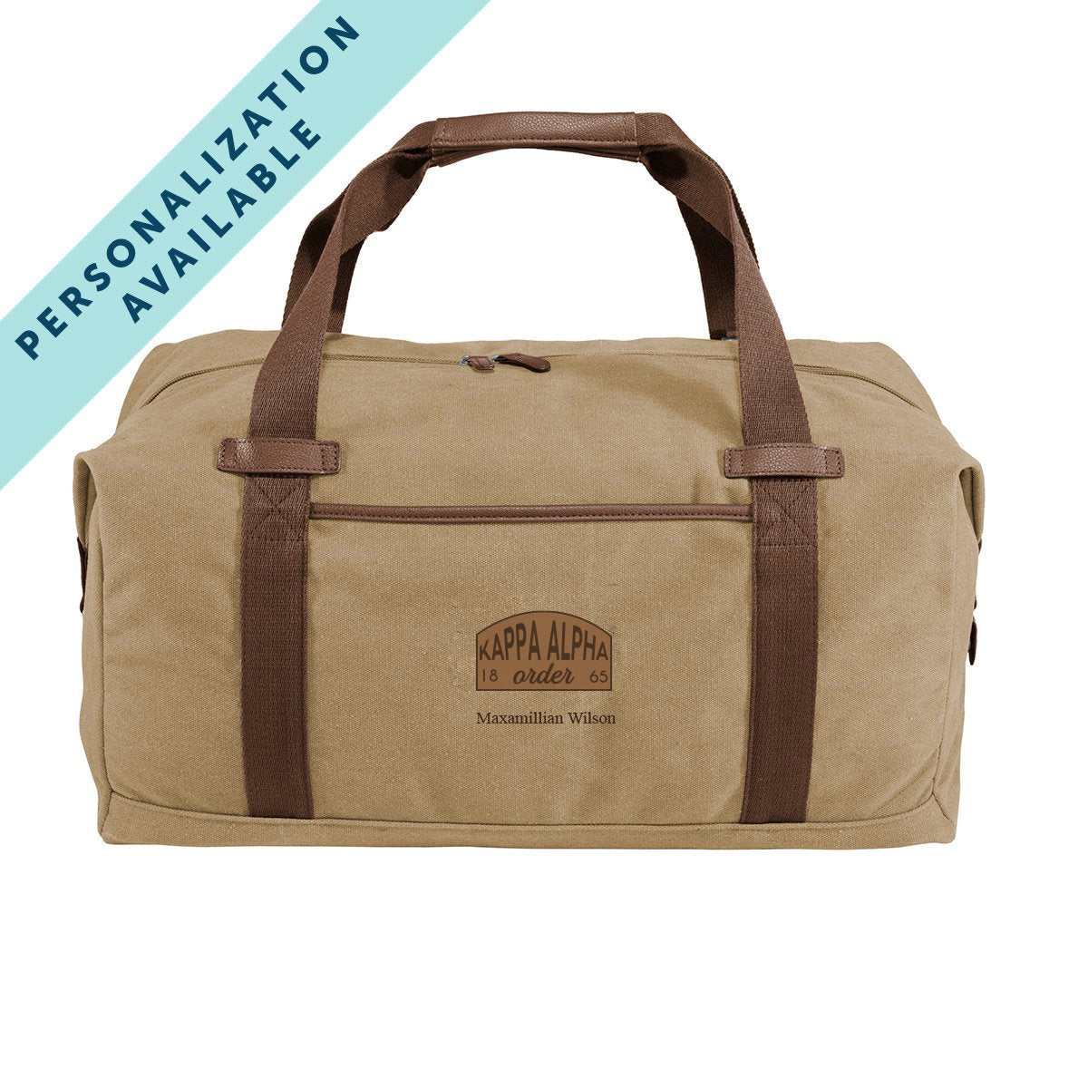 Kappa Alpha Khaki Canvas Duffel With Leather Patch