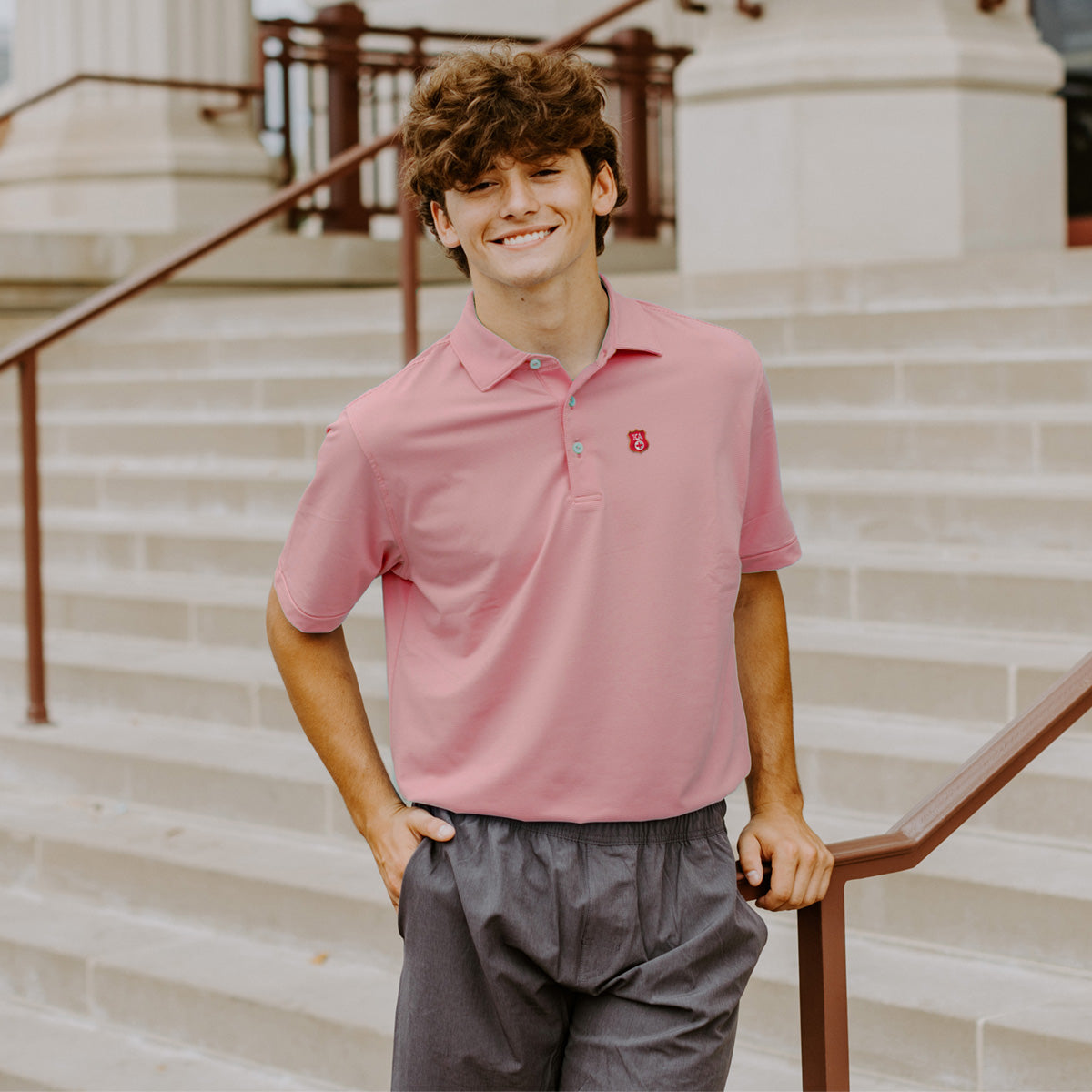 Kappa Alpha Peter Millar Jubilee Stripe Stretch Polo with Badge