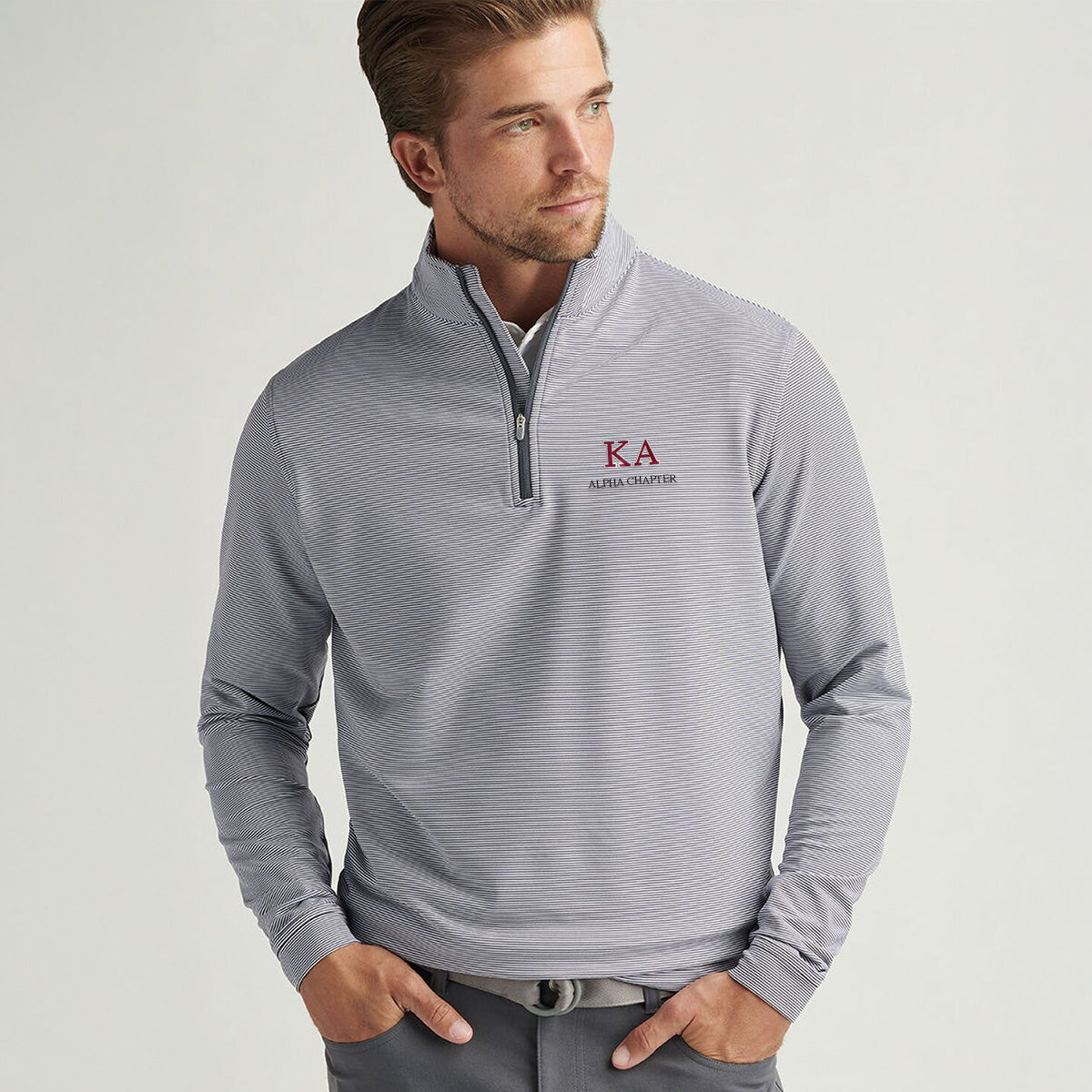 Kappa Alpha Personalized Peter Millar Mini Stripe Stretch Quarter Zip