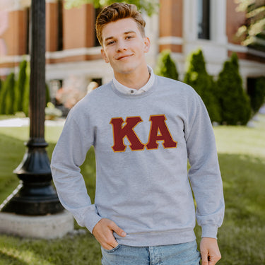 Kappa Alpha Heather Grey Crewneck With Sewn On Letters