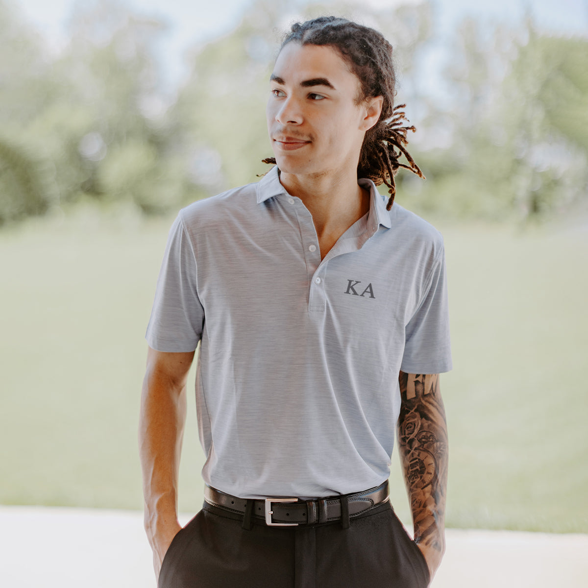 New! Kappa Alpha Personalized Johnnie-O Heather Grey Polo