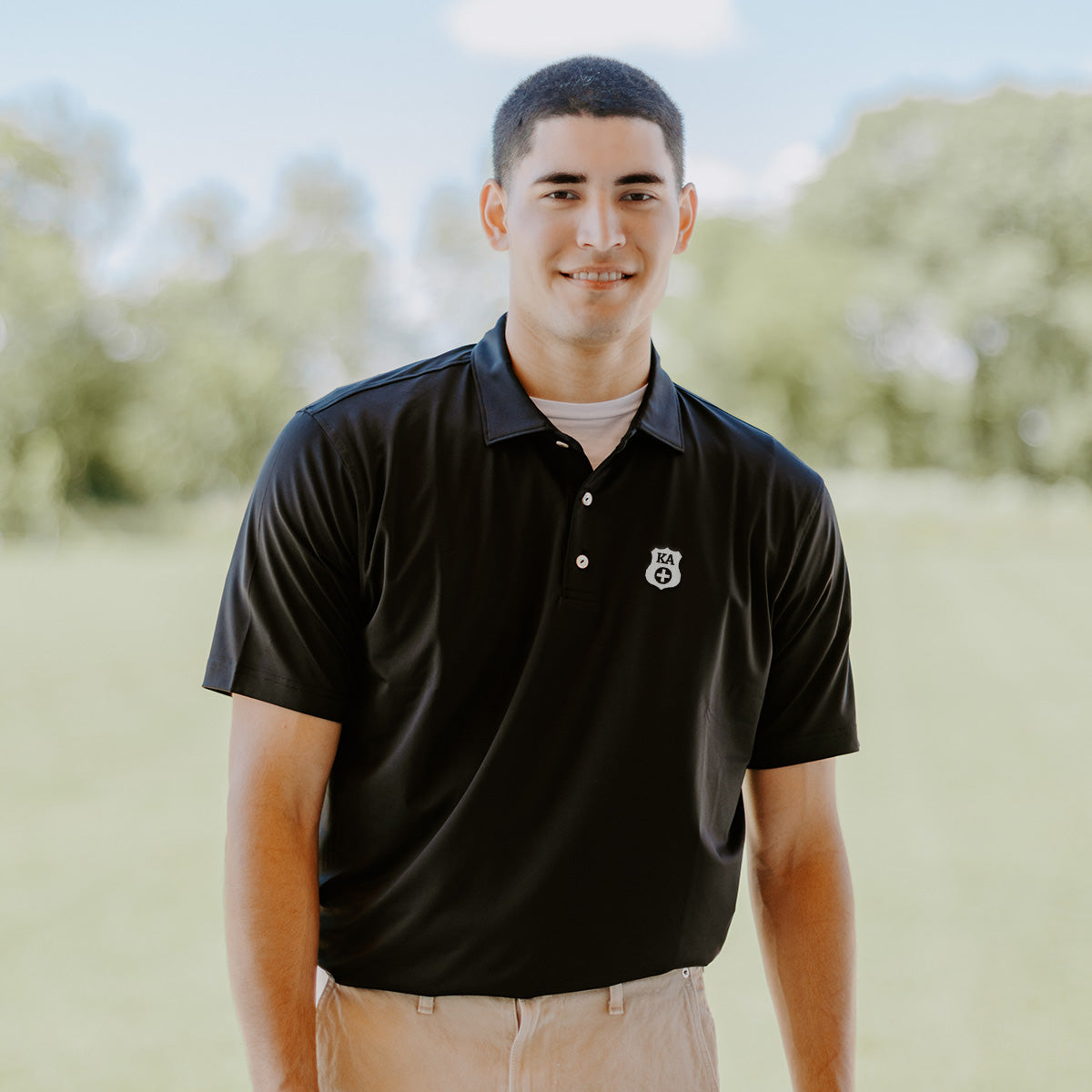 New! Kappa Alpha Peter Millar Black Polo With Symbol