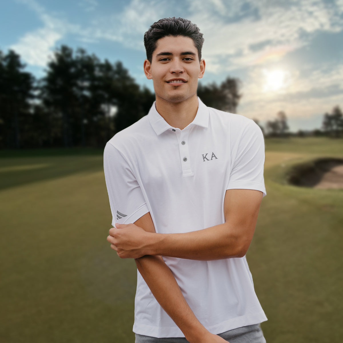 New! Kappa Alpha White Adidas Golf Polo With Greek Letters