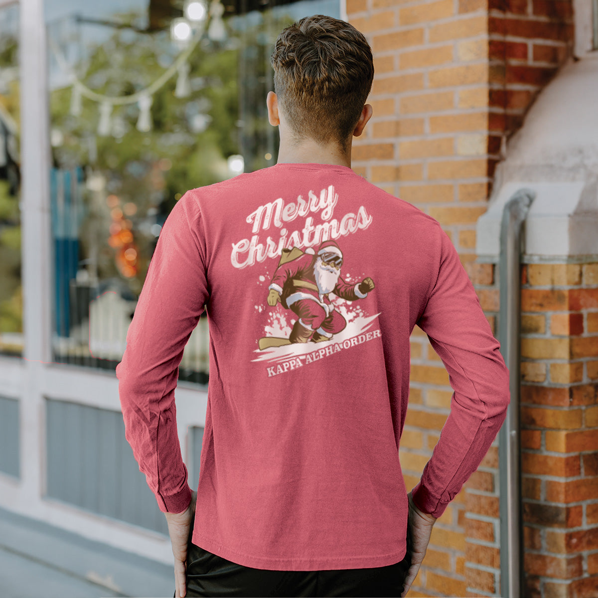 New! Kappa Alpha Comfort Colors Holiday Shredding Santa Long Sleeve Tee