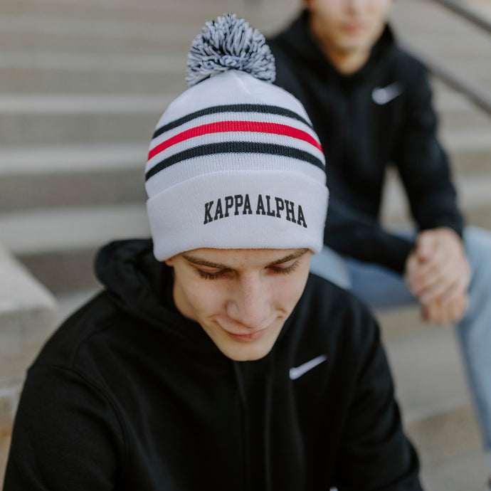 Kappa Alpha White Hockey Knit Beanie