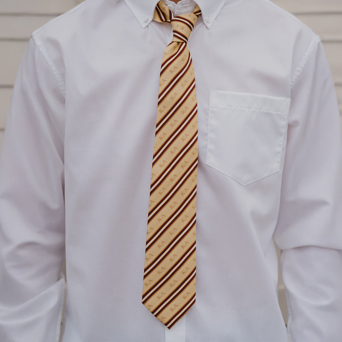 Kappa Alpha Gold and Maroon Striped Silk Tie