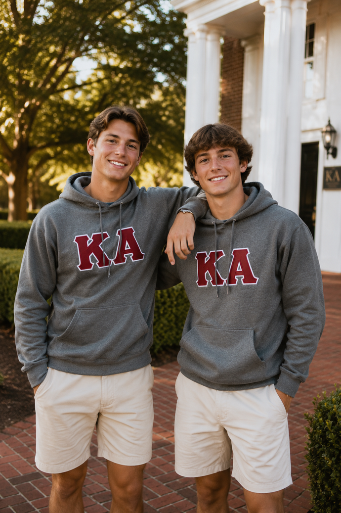 Kappa Alpha Dark Heather Hoodie with Sewn On Letters