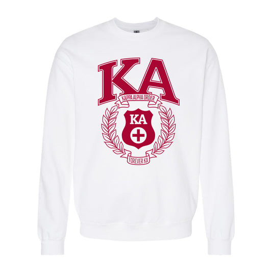 Kappa Alpha White Badge Crewneck