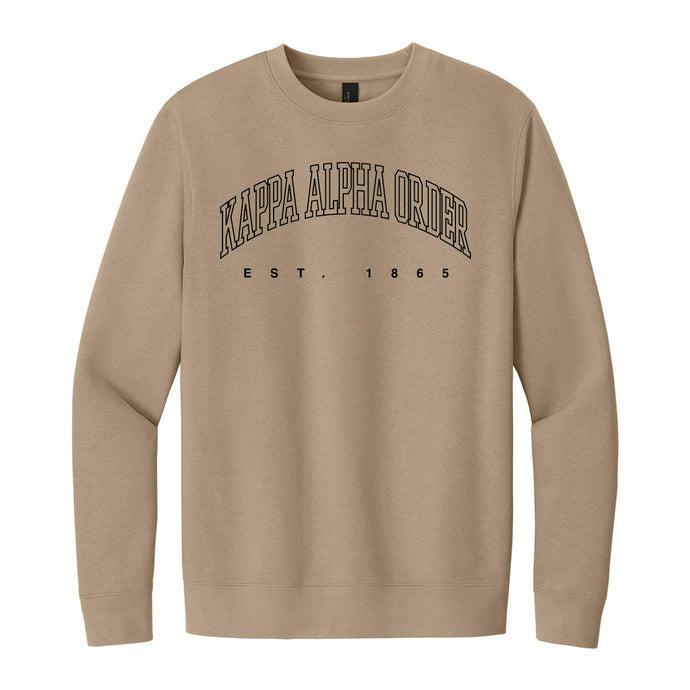 Neutral tan crewneck with fraternity design
