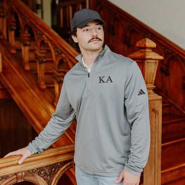 Kappa Alpha OrderFraternity Grey Adidas Lightweight Performance 1/4 Zip with Greek letters.