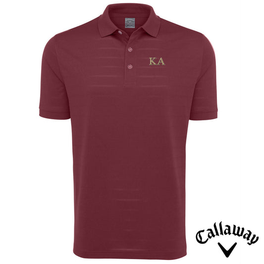 Kappa Alpha Maroon Callaway Opti-Vent Polo with gold embroidered Greek letters on the left chest.