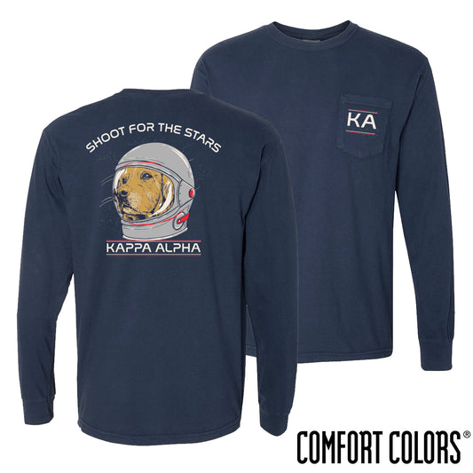 New! Kappa Alpha Comfort Colors Astronaut Retriever Long Sleeve Tee