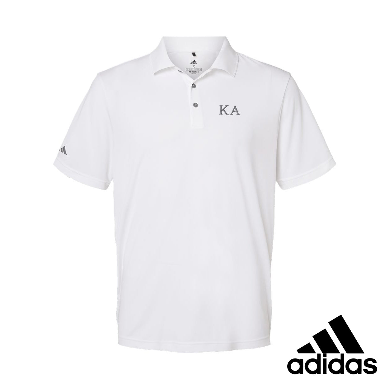 New! Kappa Alpha White Adidas Golf Polo With Greek Letters