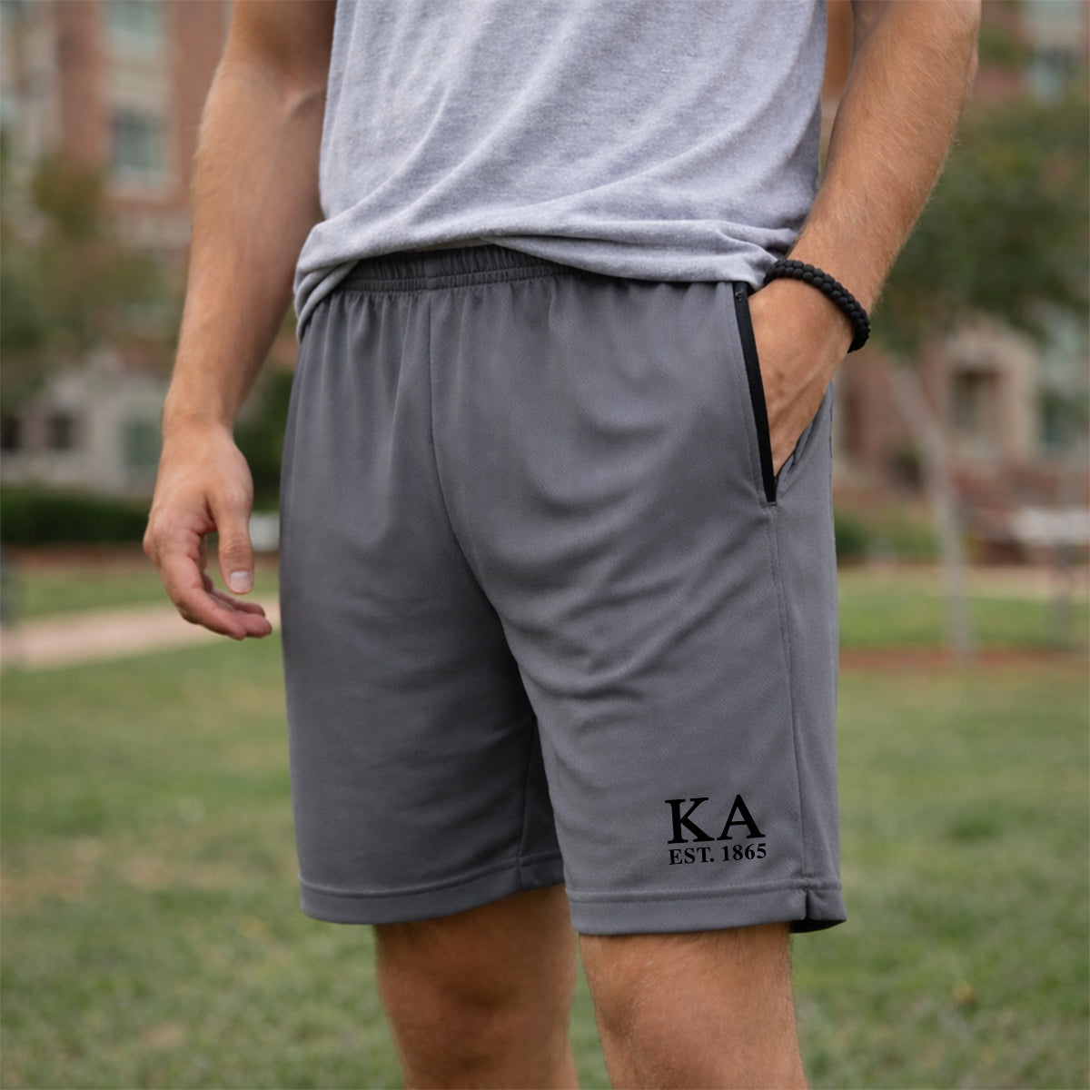 New! Kappa Alpha 7in Grey Pocketed Shorts