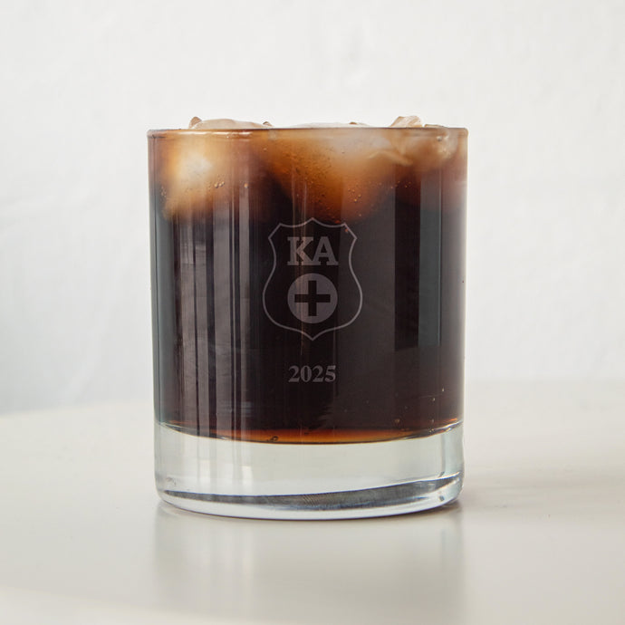Kappa Alpha Engraved Year Rocks Glass