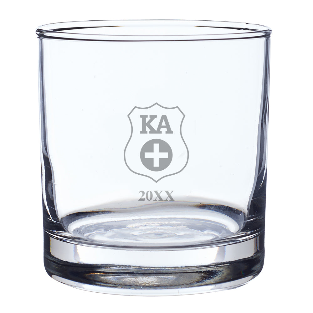 New! Kappa Alpha Engraved Year Rocks Glass