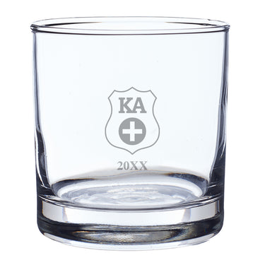 Kappa Alpha Engraved Year Rocks Glass