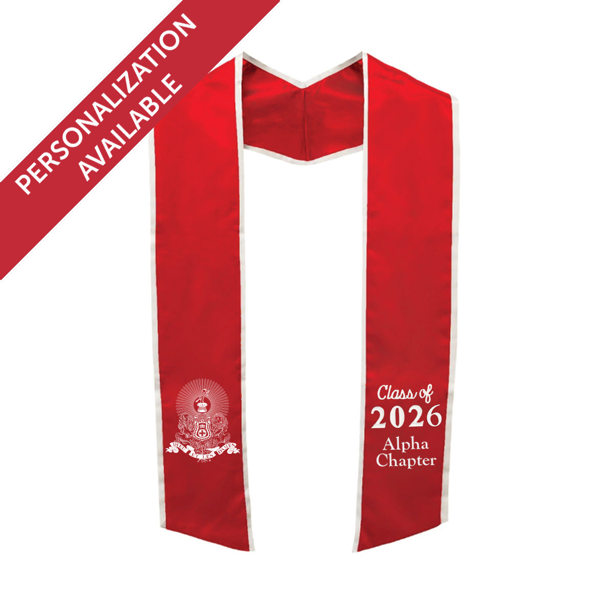 New! Kappa Alpha Personalized Trimmed Graduation Stole with Embroidered Crest
