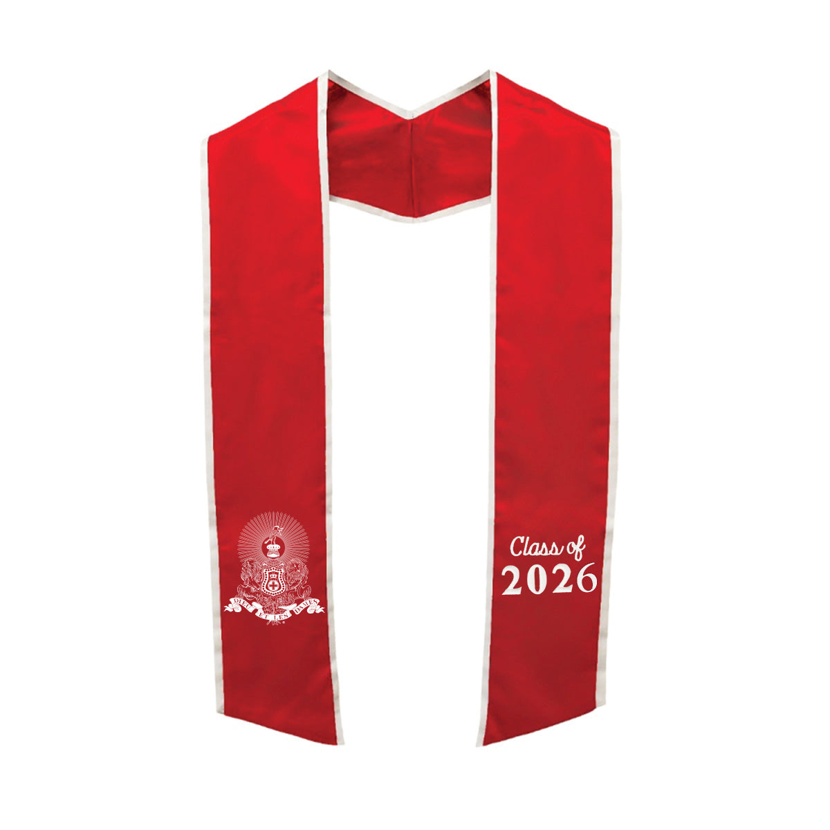 New! Kappa Alpha Trimmed Graduation Stole with Embroidered Crest