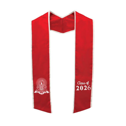 New! Kappa Alpha Trimmed Graduation Stole with Embroidered Crest