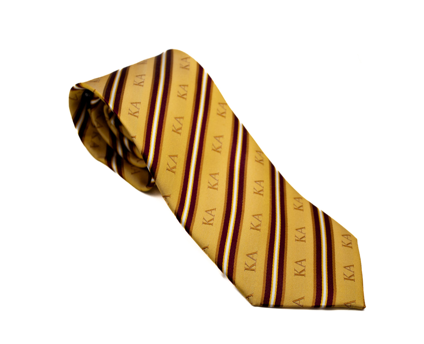 Kappa Alpha Gold and Maroon Striped Silk Tie