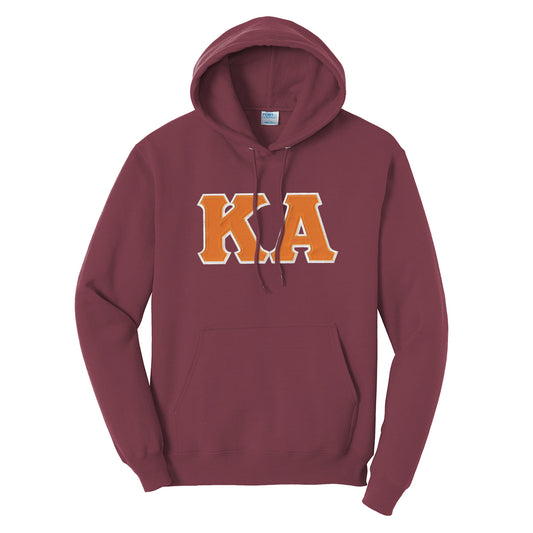 Kappa Alpha Maroon Hoodie with Sewn On Letters