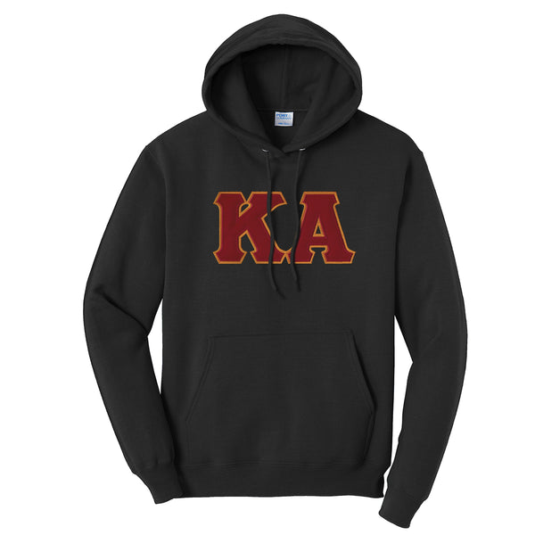 Kappa Alpha Black Hoodie with Sewn On Greek Letters Kappa Alpha Order Official Store