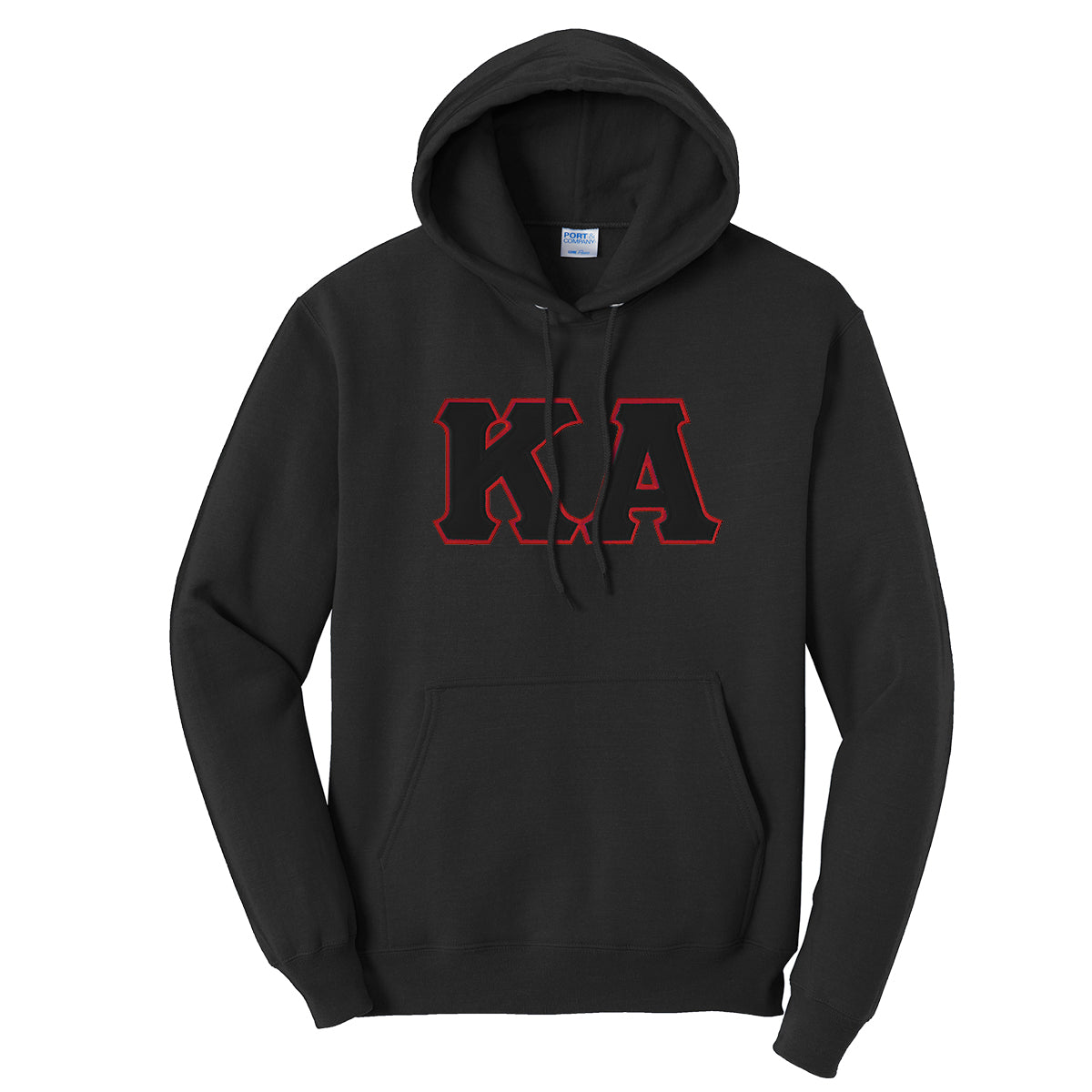 Kappa Alpha Black Hoodie with Black Sewn On Letters
