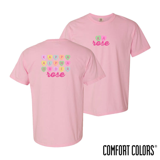 New! Kappa Alpha Comfort Colors Candy Hearts Short Sleeve Tee