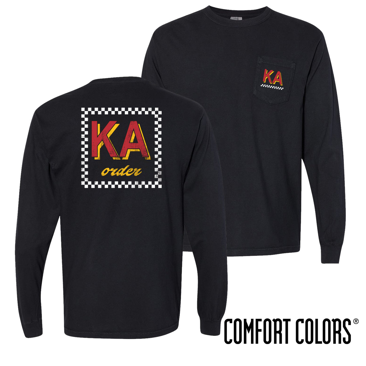 New! Kappa Alpha Comfort Colors Feeling Retro Black Long Sleeve Tee