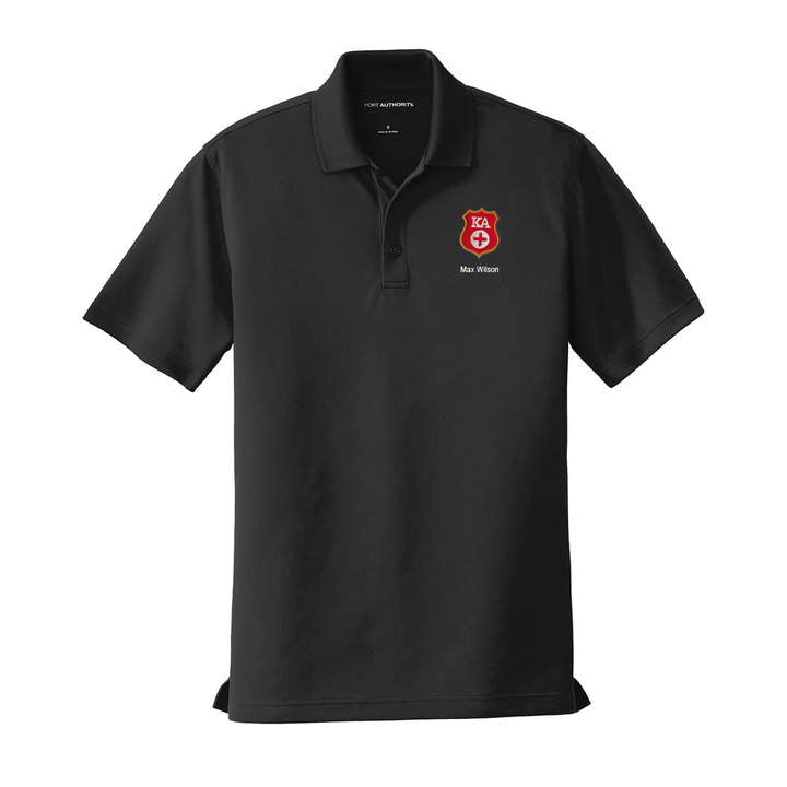 Personalized Kappa Alpha Crest Black Performance Polo | Kappa Alpha Order | Shirts > Short sleeve polo shirts