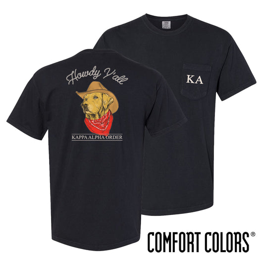 New! Kappa Alpha Comfort Colors Cowboy Retriever Black Short Sleeve Pocket Tee