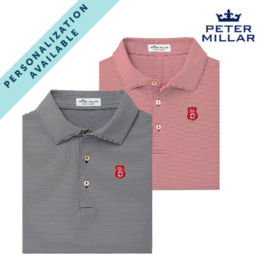 Kappa Alpha Personalized Peter Millar Jubilee Stripe Stretch Polo with Crest