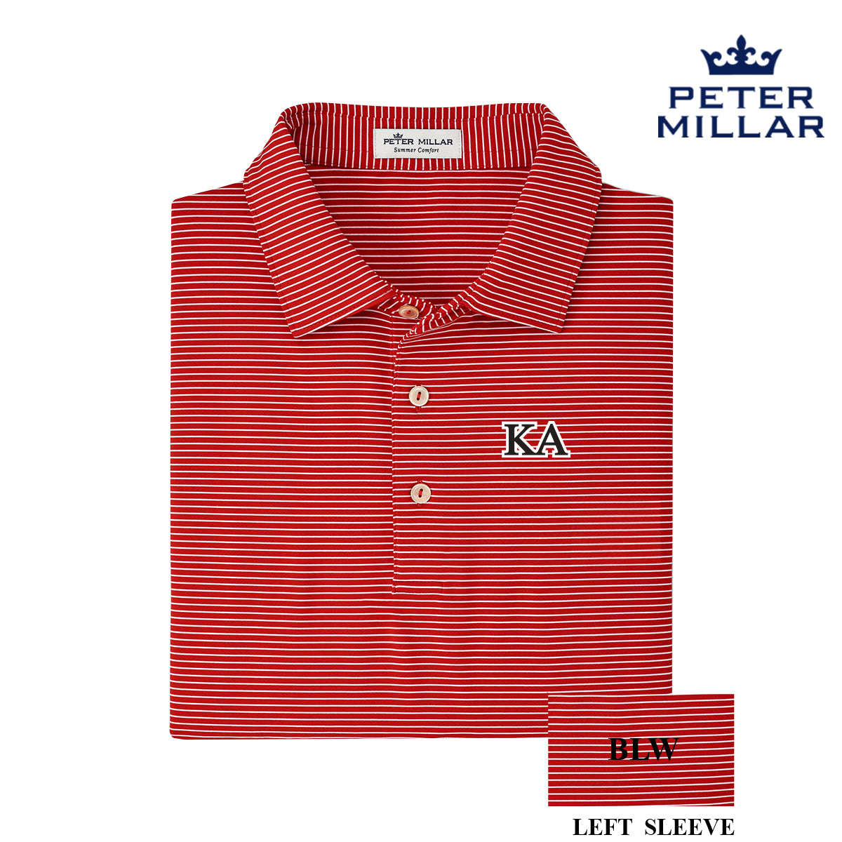 Kappa Alpha Personalized Red Peter Millar Marlin Performance Jersey Polo With Greek Letters